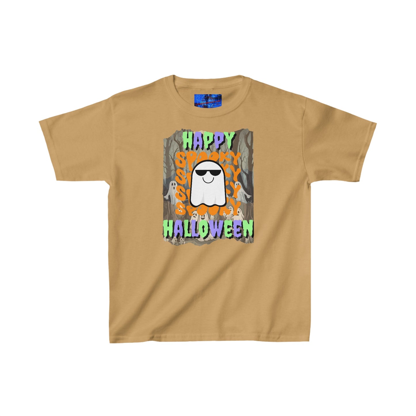 Spooky Happy Halloween Ghost MXfont Kids Heavy Cotton™ Tee by cypherpunkgear