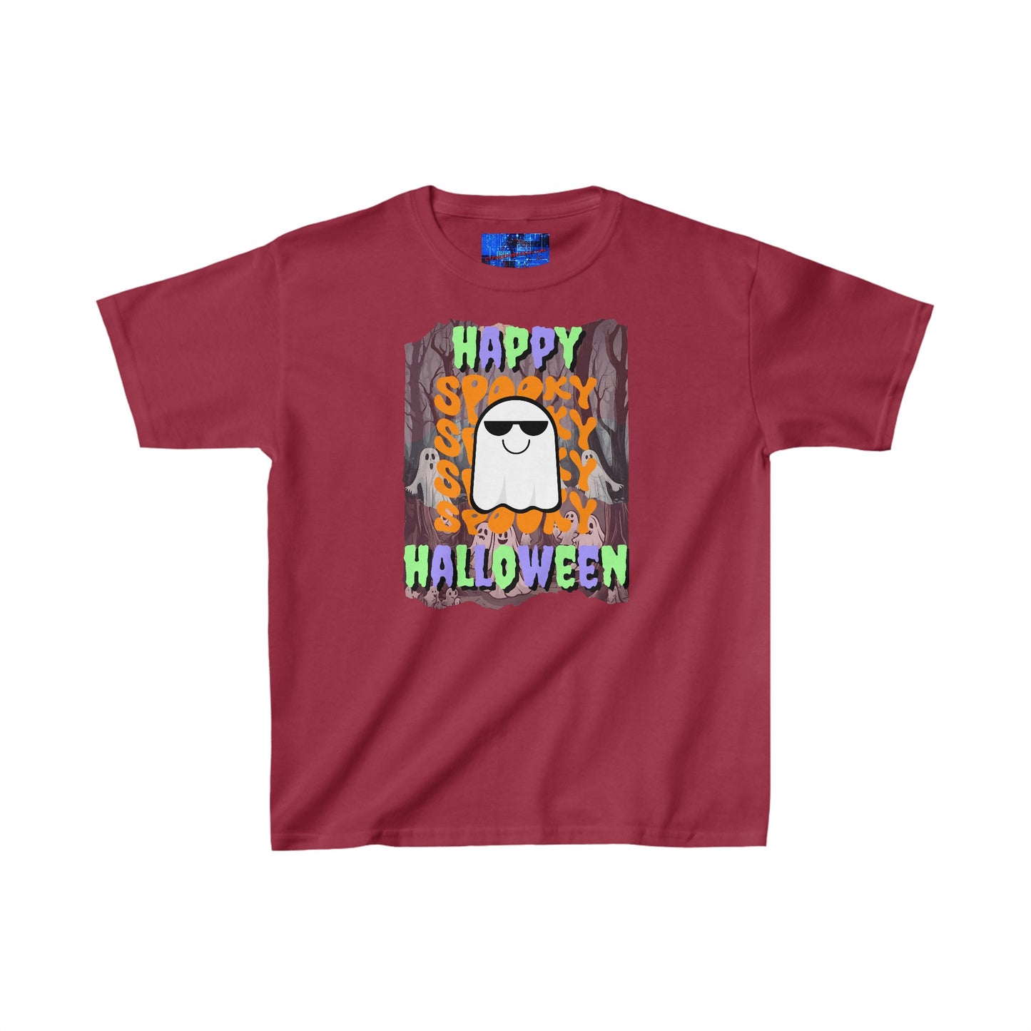 Spooky Happy Halloween Ghost MXfont Kids Heavy Cotton™ Tee by cypherpunkgear