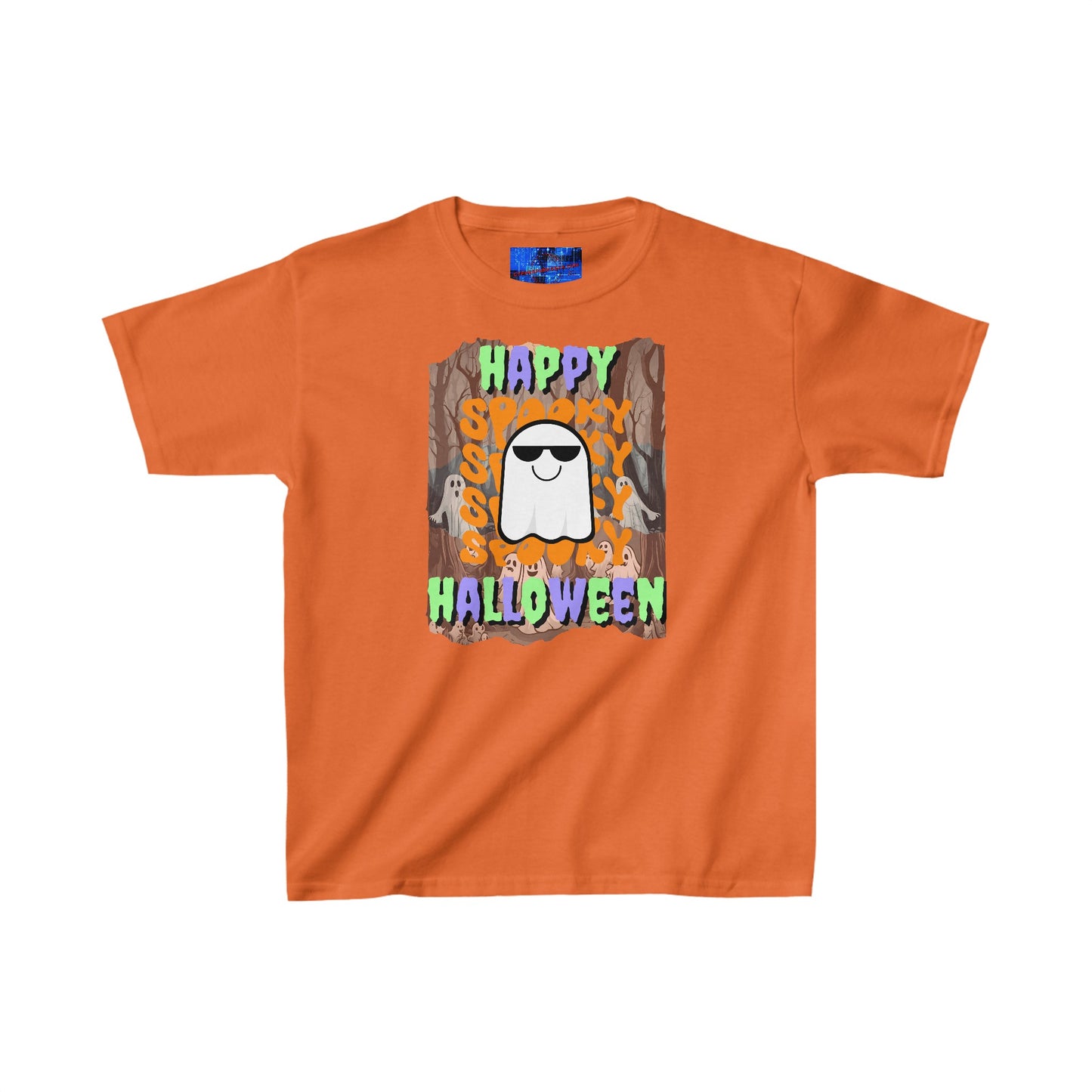 Spooky Happy Halloween Ghost MXfont Kids Heavy Cotton™ Tee by cypherpunkgear