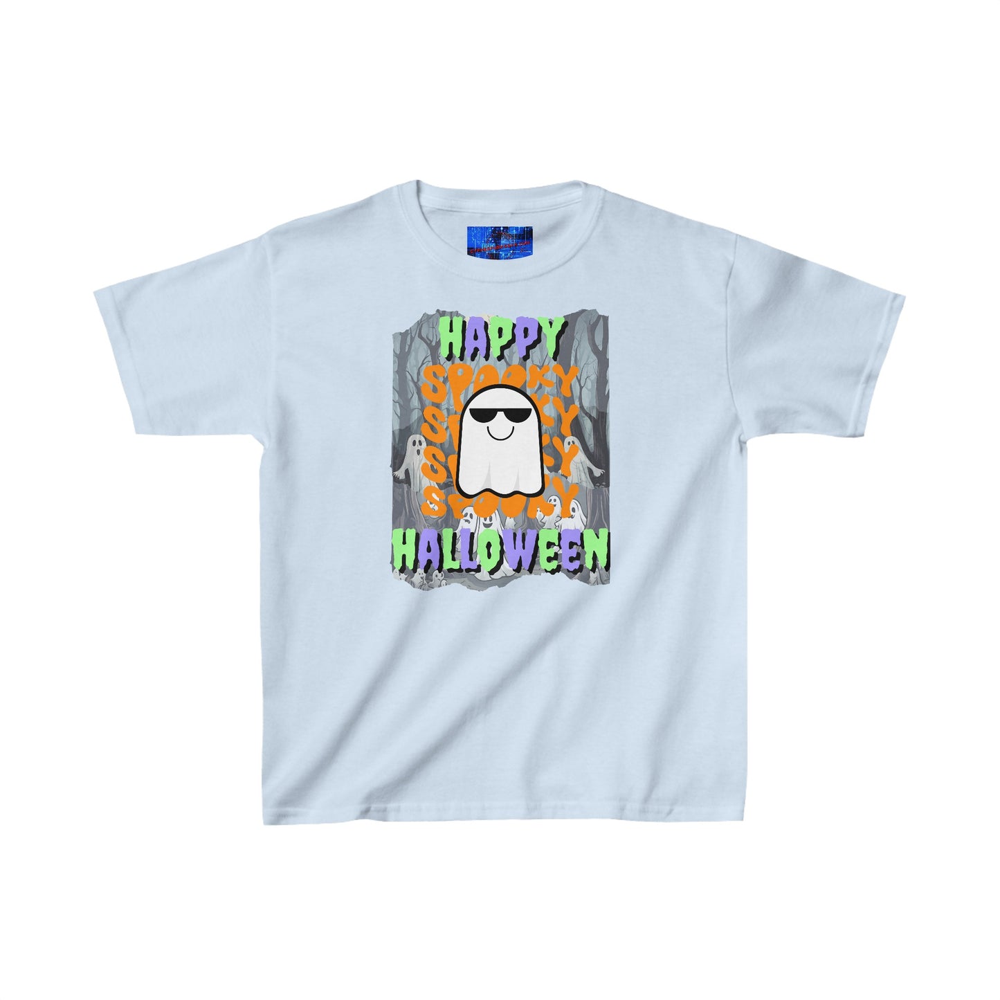 Spooky Happy Halloween Ghost MXfont Kids Heavy Cotton™ Tee by cypherpunkgear