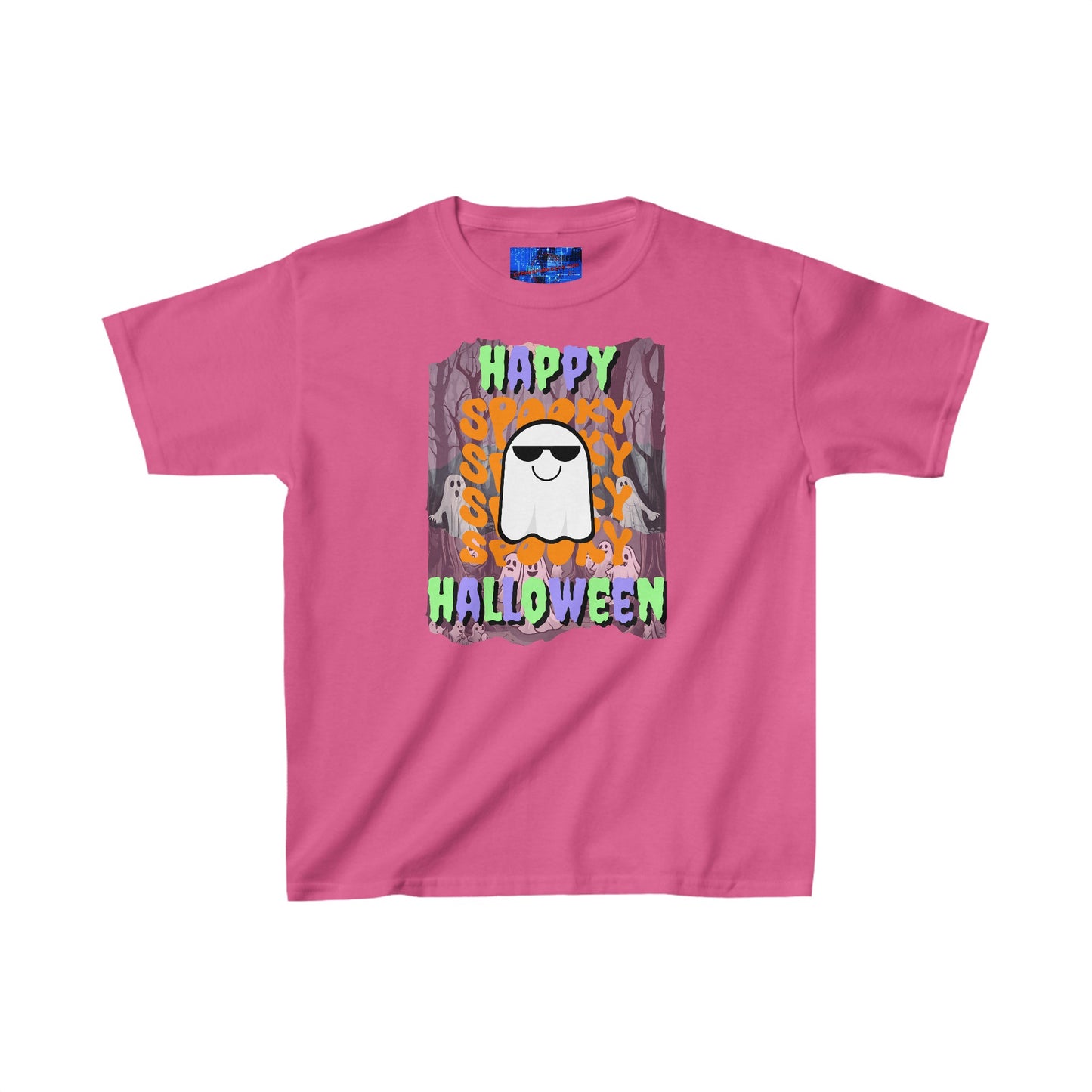 Spooky Happy Halloween Ghost MXfont Kids Heavy Cotton™ Tee by cypherpunkgear