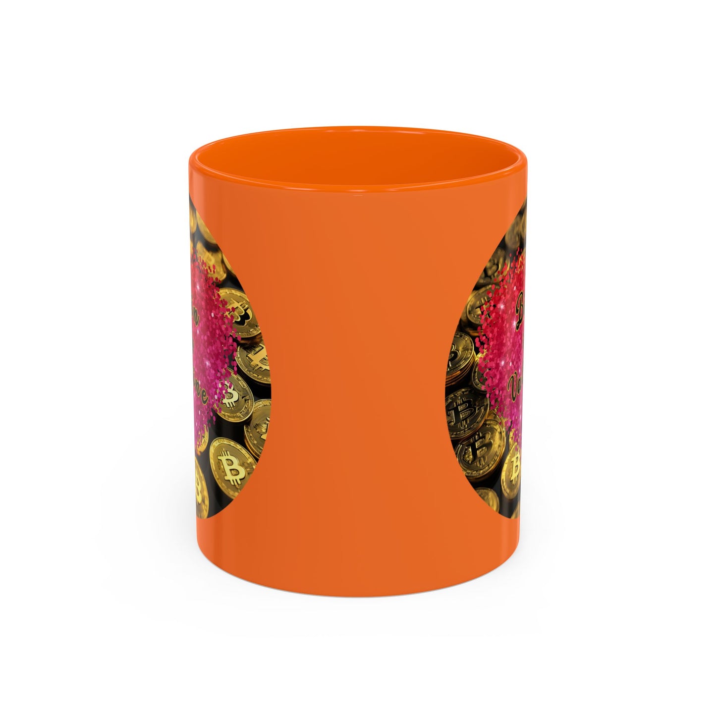 Bitcoin is My Valentine Orange Accent Mug by cypherpunkgear.com