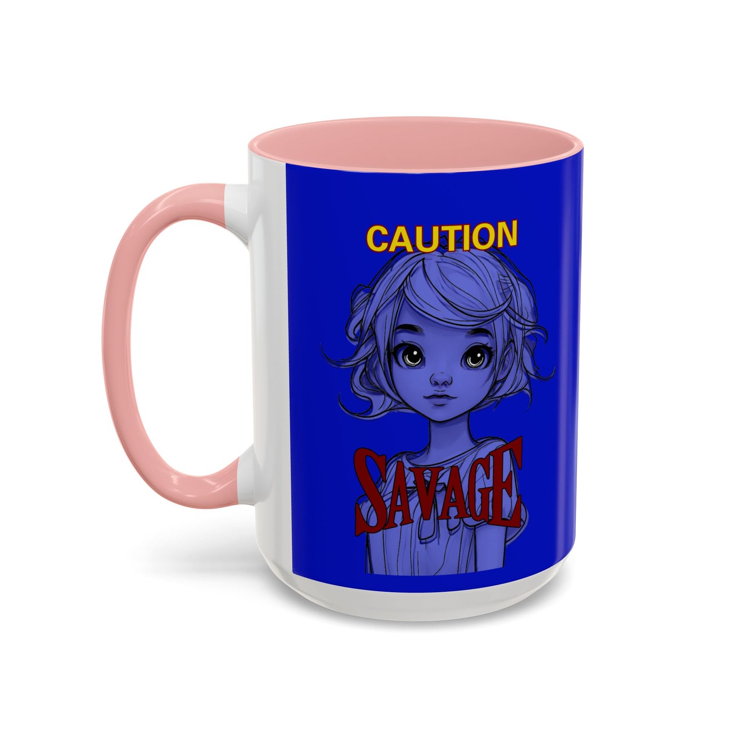 Caution, Savage Dark Blue Accent Mug by cypherpunkgear.com