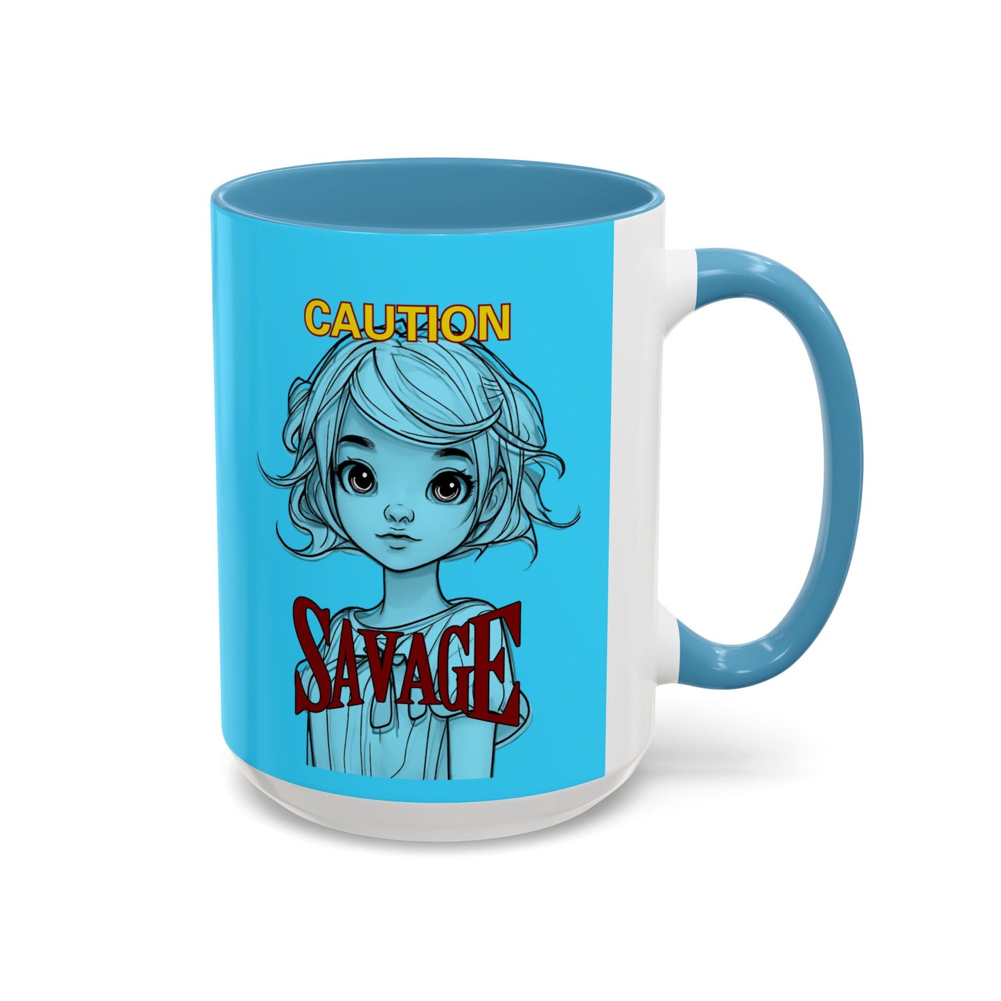 Caution, Savage Light Blue Accent Mug by cypherpunkgear.com
