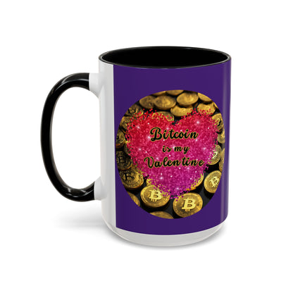 Bitcoin is My Valentine Purple Accent Mug by cypherpunkgear.com