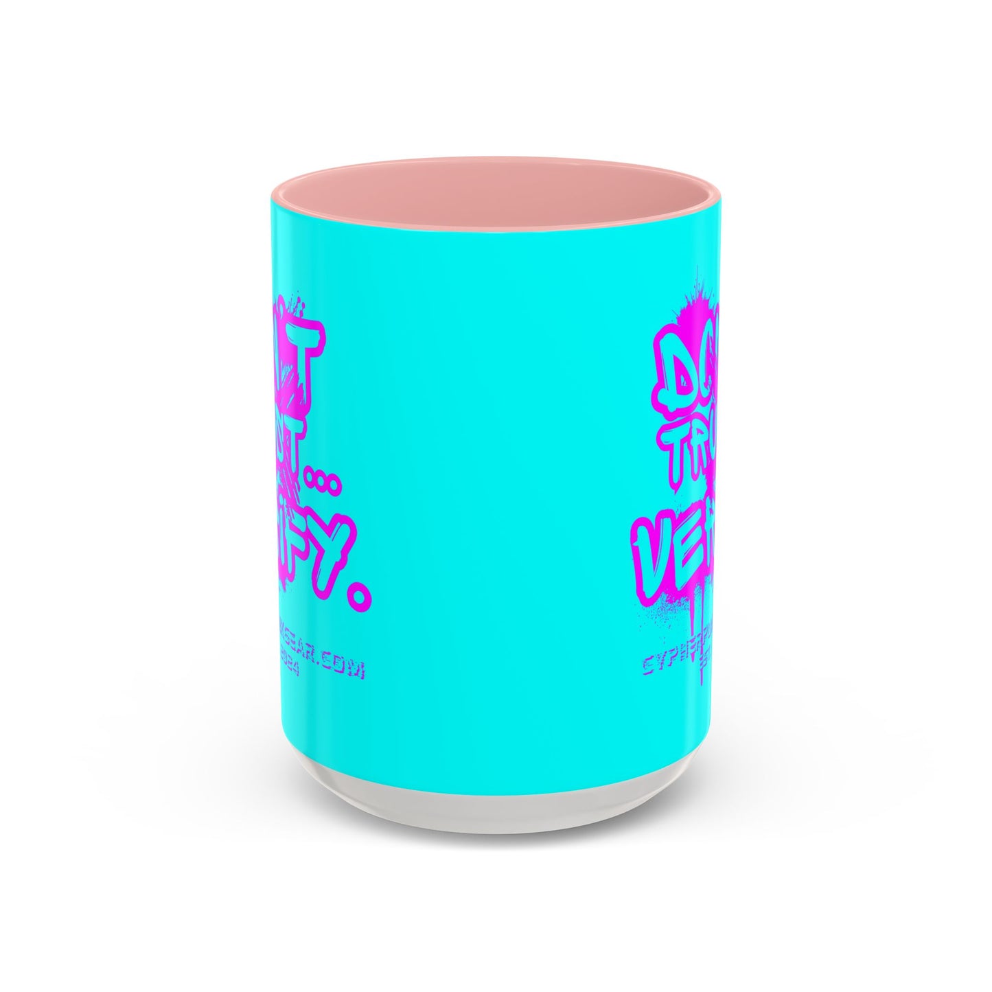 Don't Trust...Verify. Cyan Accent Mug by cypherpunkgear.com