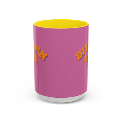 Bitcoin 2009 Pink Accent Mug by cypherpunkgear.com