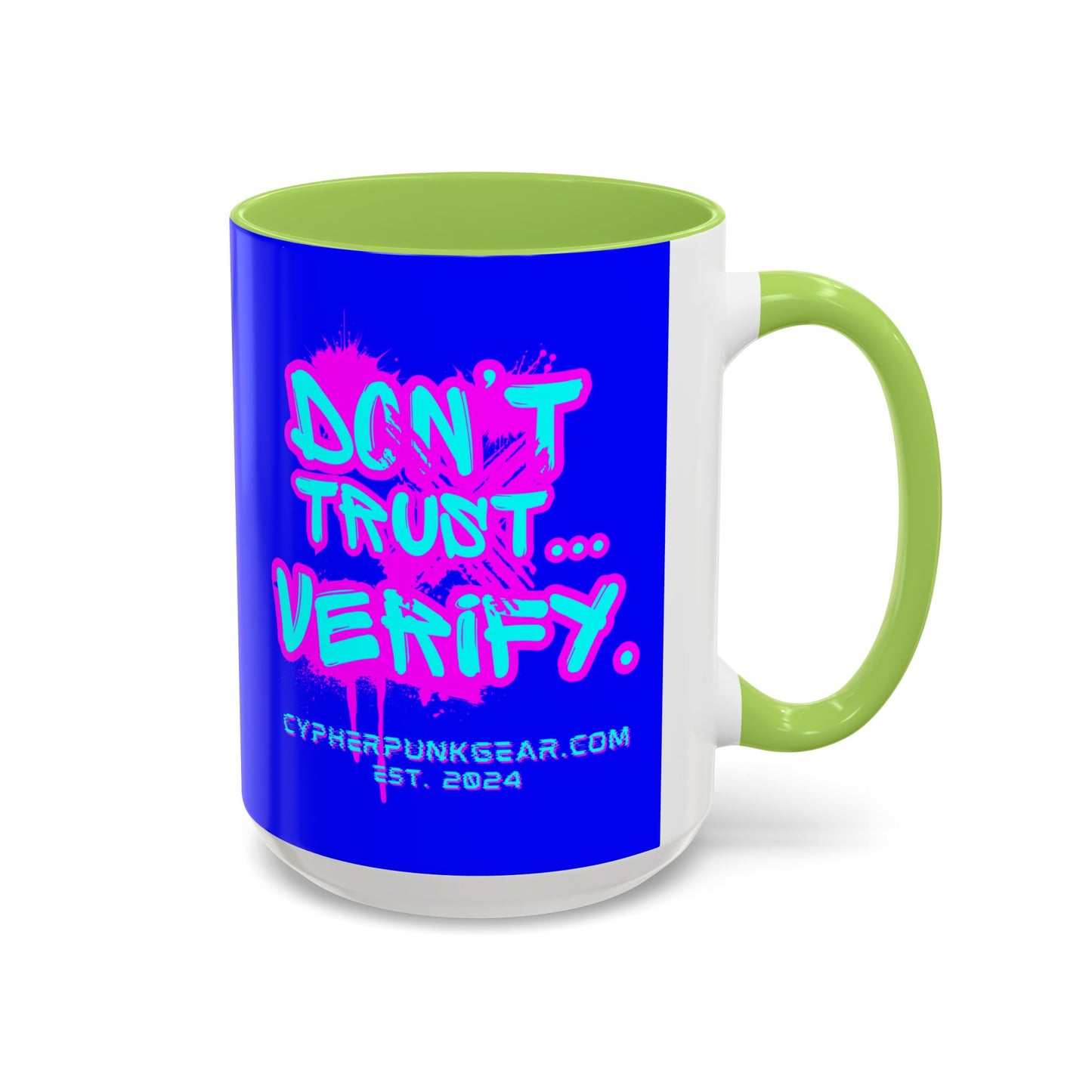 Don't Trust...Verify. Dark Blue Accent Mug by cypherpunkgear.com