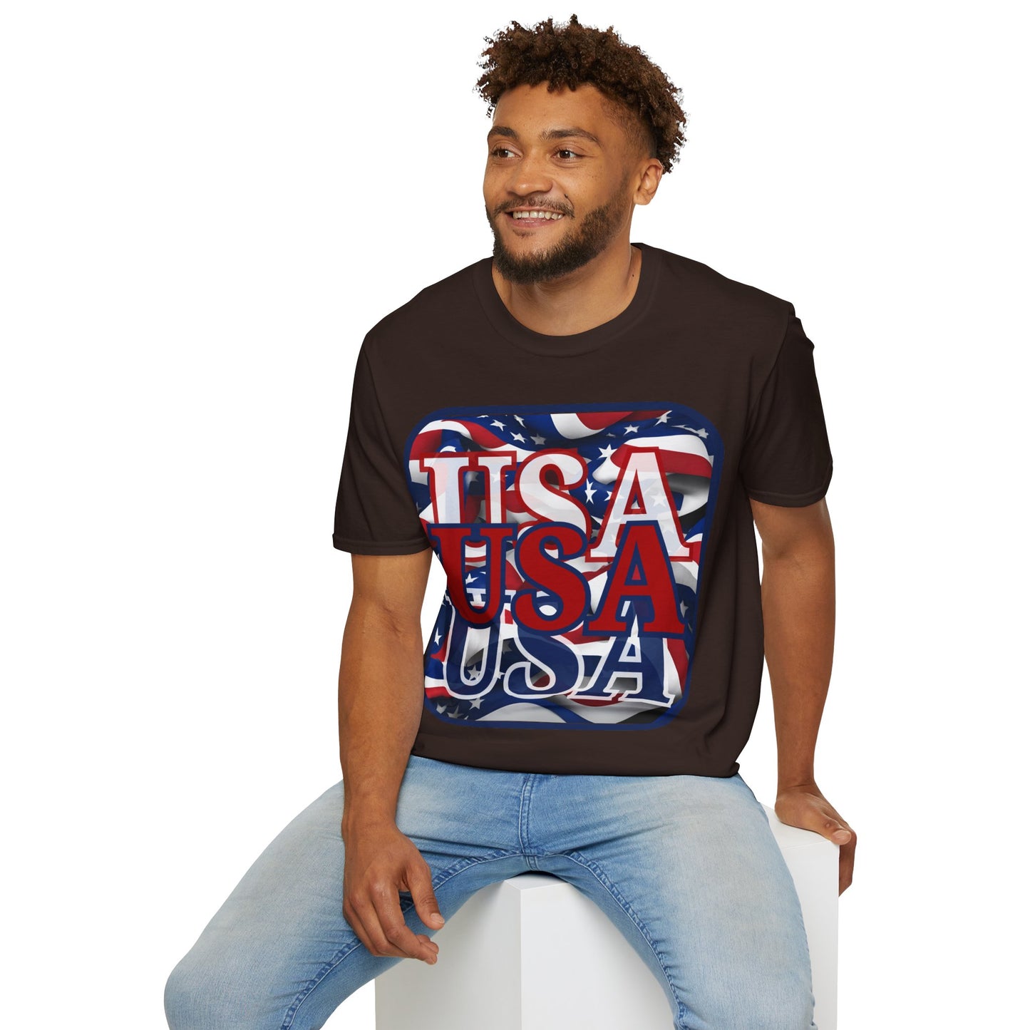 RED White and Blue USA Patriot Dark colors Unisex T-Shirt by cypherpunkgear.com