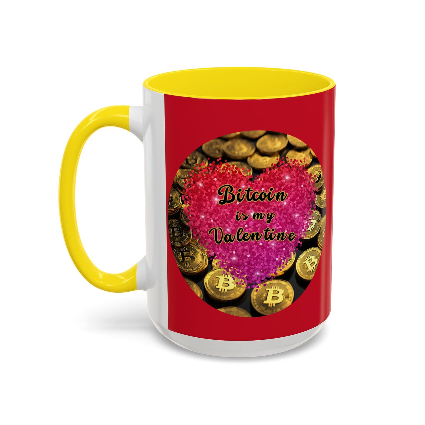 Bitcoin is My Valentine Red Accent Mug by cypherpunkgear.com