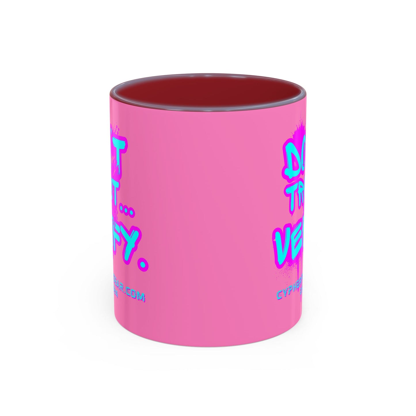 Don't Trust...Verify. Light Pink Accent Mug by cypherpunkgear.com