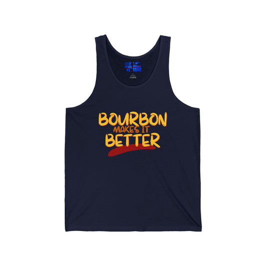 Bourbon makes it better Unisex Jersey Tank Top by cypherpunkgear.com