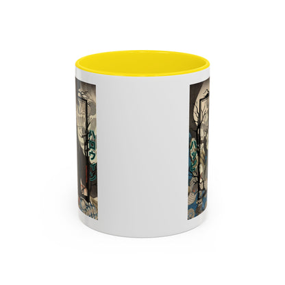 Yōkai Happy Halloween White Accent Mug by CreepyCrafts.boo