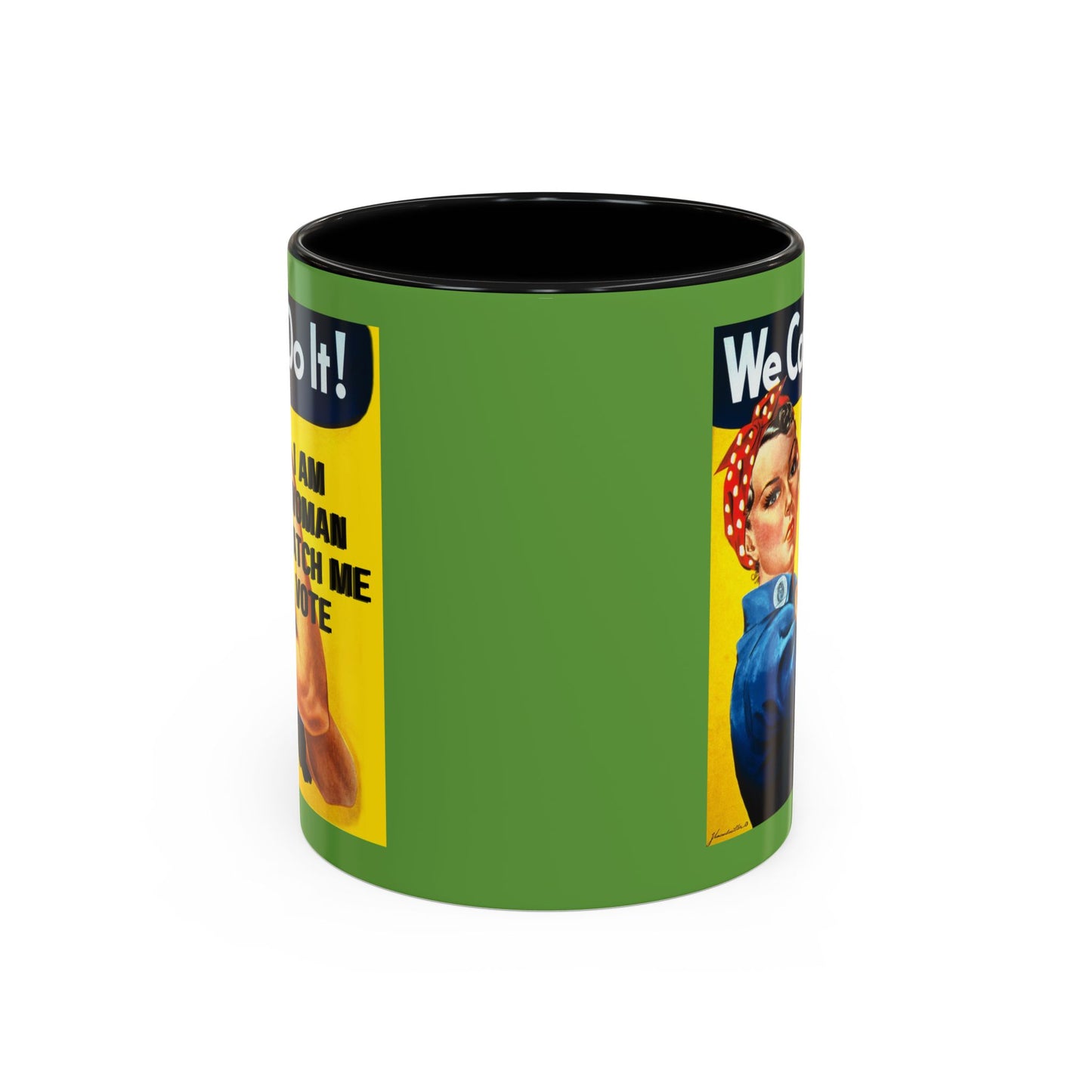 I Am Woman Watch Me Vote Rosie Green Accent Mug by cypherpunkgear.com