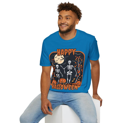 Spooktacular Skeletons of Halloween Dark colors Unisex T-shirt by CreepyCrafts.boo