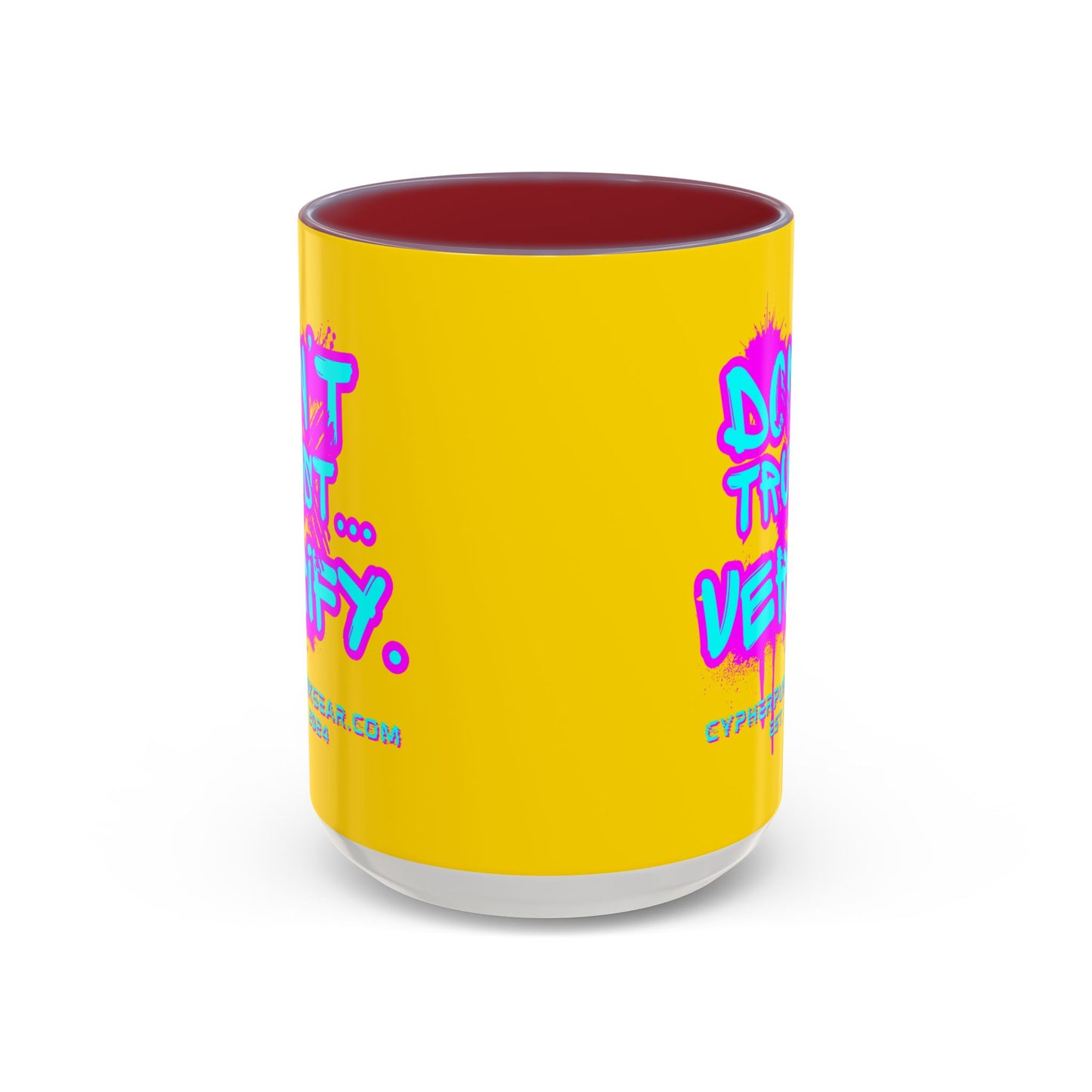 Don't Trust...Verify. Yellow Accent Mug by cypherpunkgear.com
