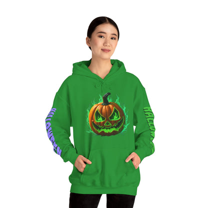 Happy Halloween Green Jack Hoodie Unisex Hooded Sweatshirt by CreepyCrafts.boo