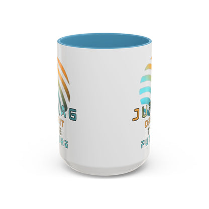 Jupiter (JUP) Orbit the Future White Accent Mug by cypherpunkgear.com