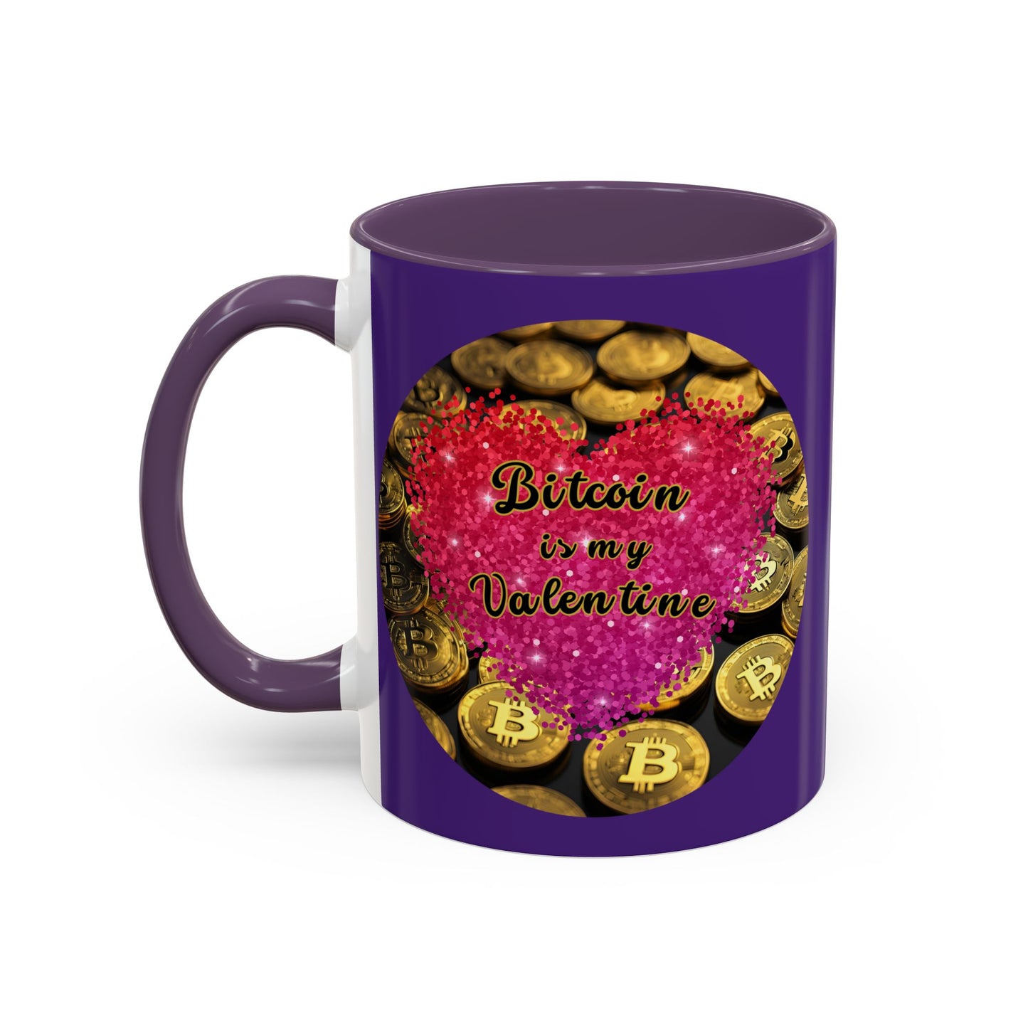 Bitcoin is My Valentine Purple Accent Mug by cypherpunkgear.com
