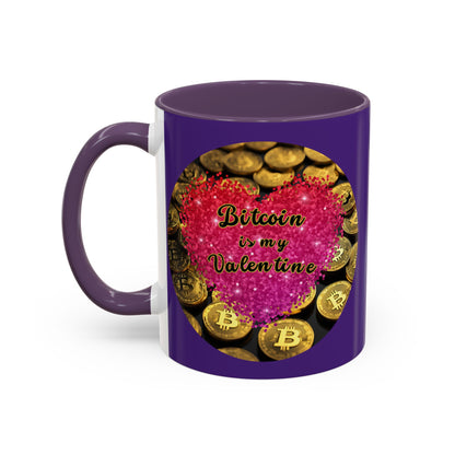 Bitcoin is My Valentine Purple Accent Mug by cypherpunkgear.com