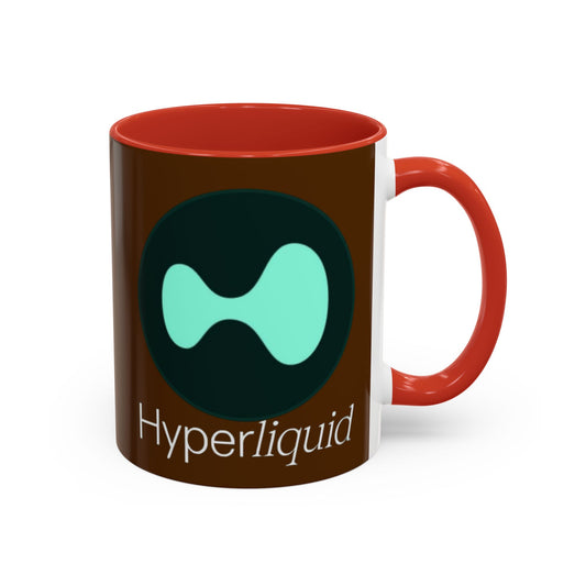Hyperliquid White font Brown Accent Mug by cypherpunkgear.com