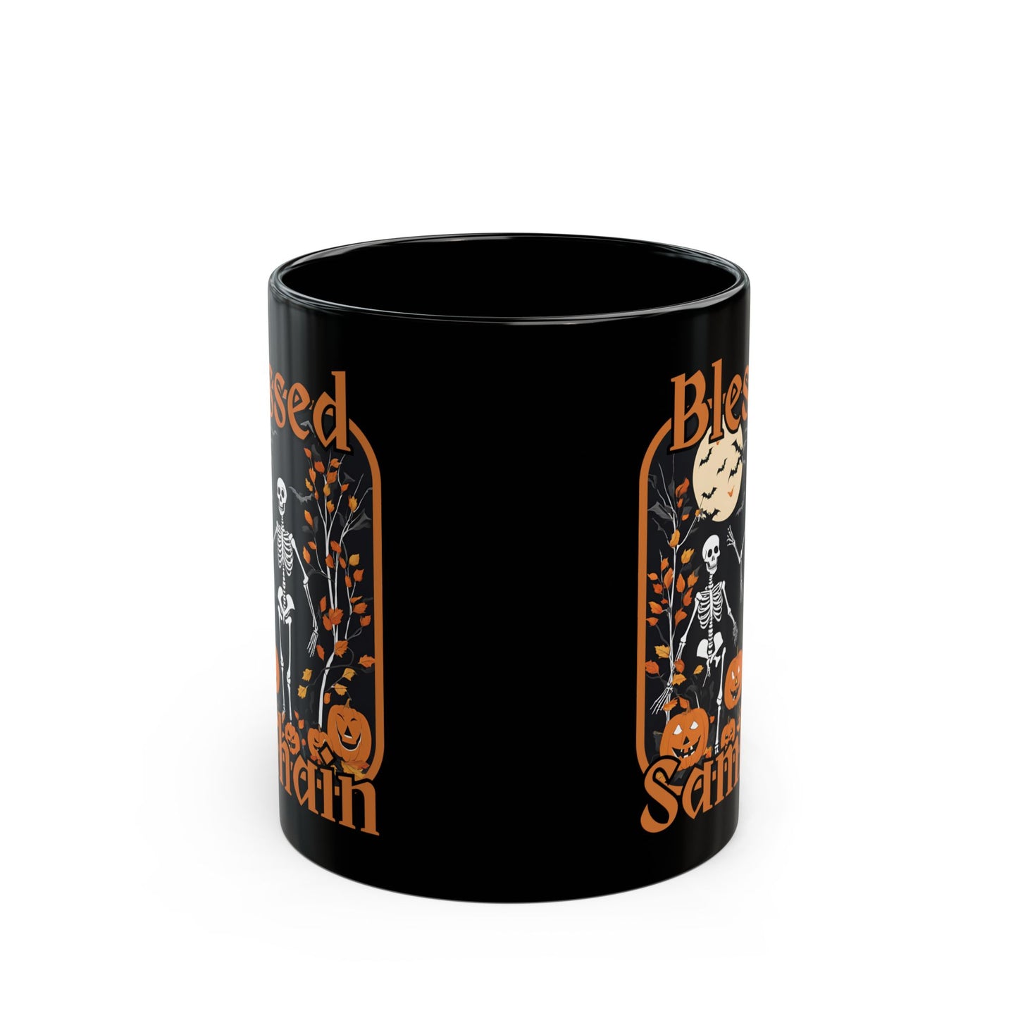 Spooktacular Skeletons of Samhain Black Mug by CreepyCrafts.boo