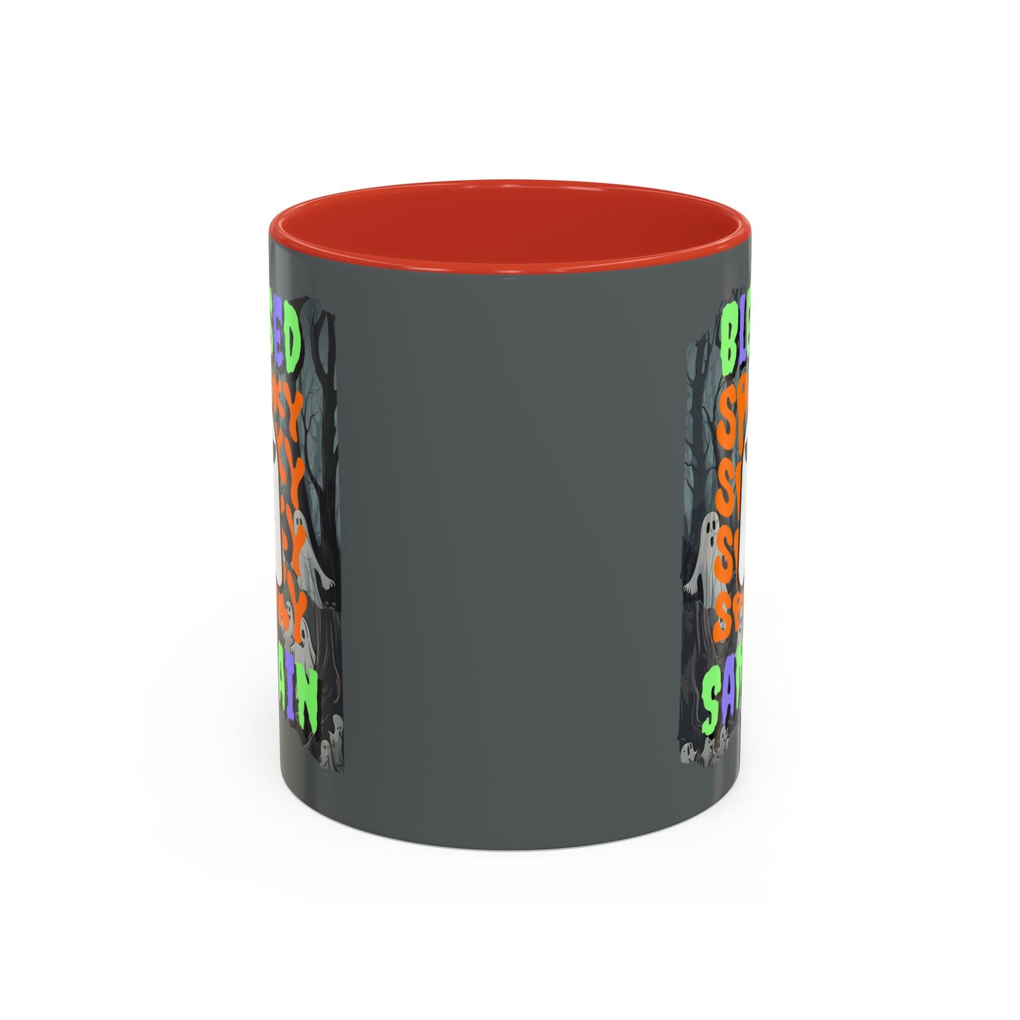 Spooky Blessed Samhain Ghost Mixed font Accent Mug by CreepyCrafts.boo