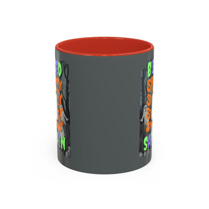 Spooky Blessed Samhain Ghost Mixed font Accent Mug by CreepyCrafts.boo