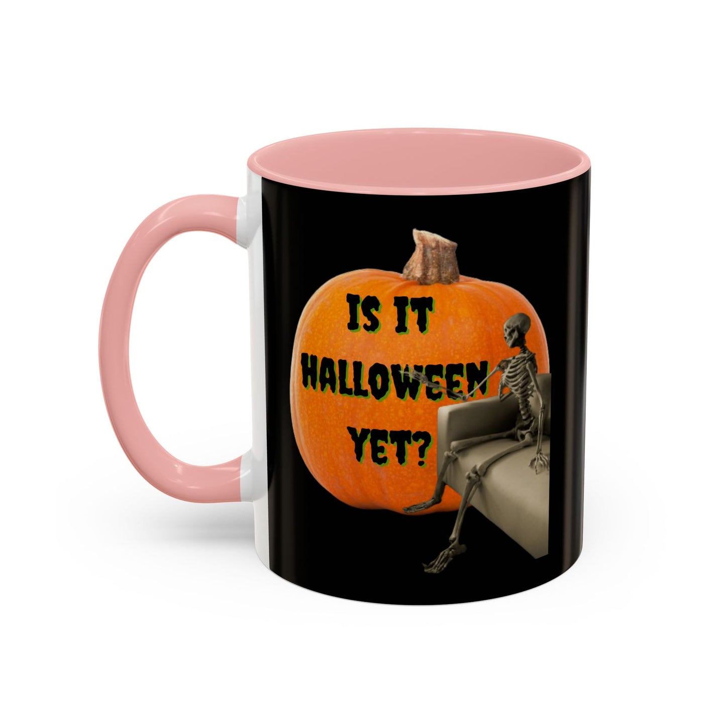 Is it Halloween yet? Skeleton's Giant Pumpkin Black Accent Mug by CreepyCrafts.boo