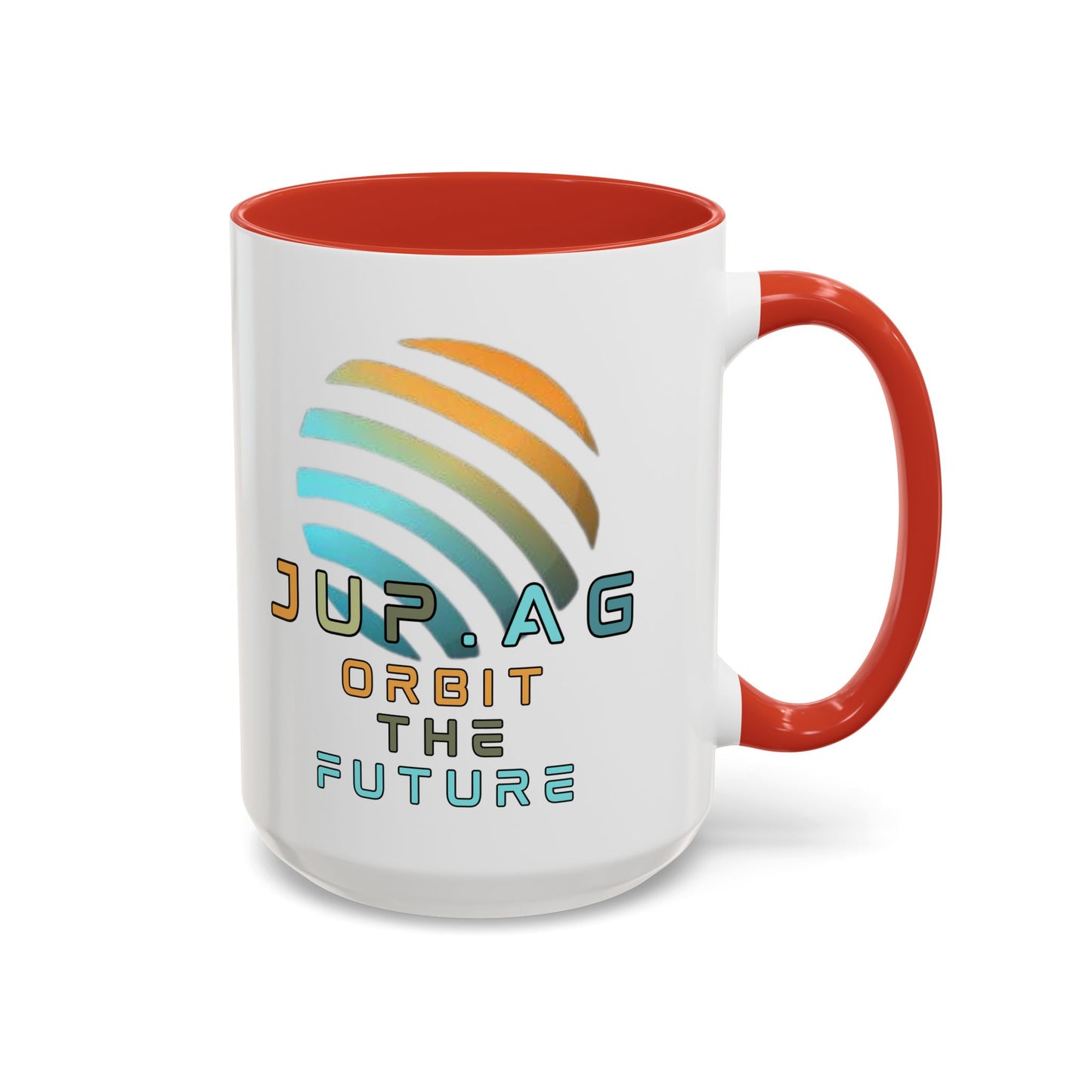 Jupiter (JUP) Orbit the Future White Accent Mug by cypherpunkgear.com