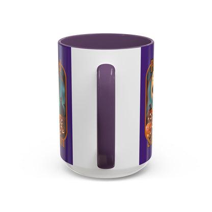 Blessed Samhain Cute Witch Orange font Purple Accent Mug by CreepyCrafts.boo