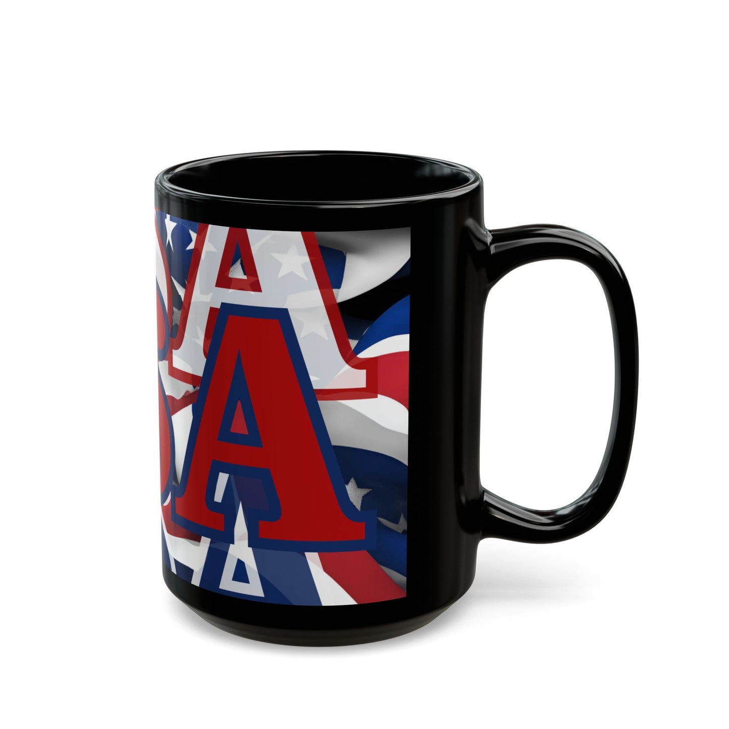USA! USA! USA Red font Patriot Black Mug by cypherpunkgear.com