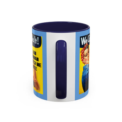 I Am Woman Watch Me Vote Rosie Light Blue Accent Mug by cypherpunkgear.com