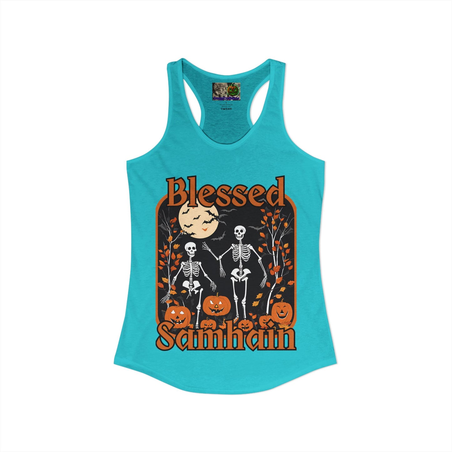 Spooktacular Skeletons of Samhain Women's Racerback Tank Top by CreepyCrafts.boo