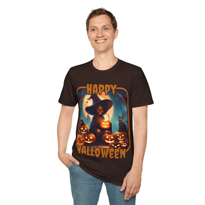 Happy Halloween Cute Witch ORfont DKcolors Unisex T-Shirt by cypherpunkgear