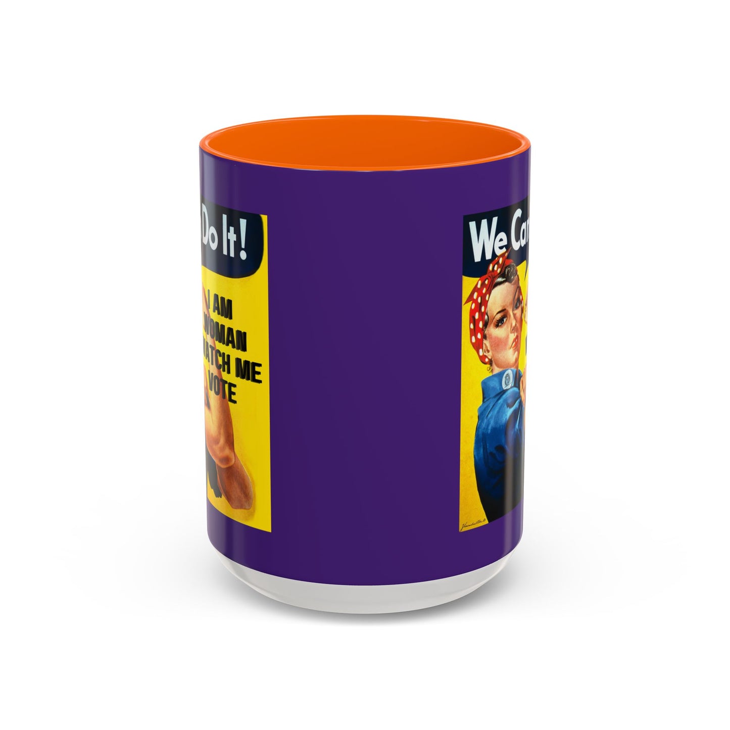 I Am Woman Watch Me Vote Rosie Purple Accent Mug by cypherpunkgear.com