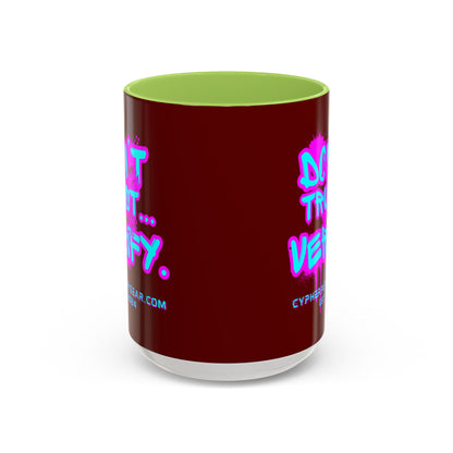 Don't Trust...Verify. Red Accent Mug by cypherpunkgear.com