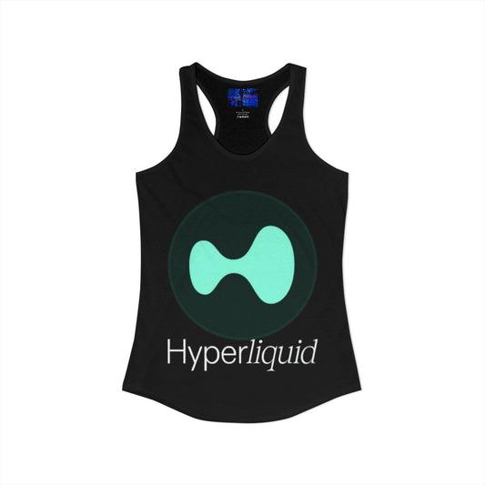 Hyperliquid White font Women's Racerback Tank Top by cypherpunkgear.com