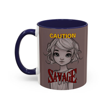 Caution, Savage Grey Accent Mug by cypherpunkgear.com