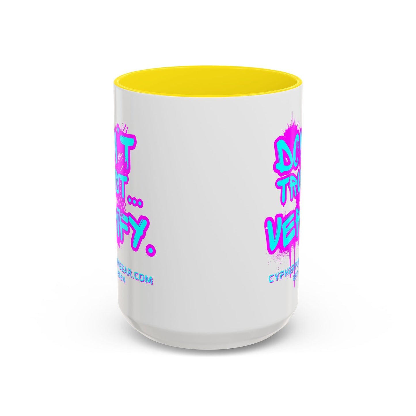Don't Trust...Verify. White Accent Mug by cypherpunkgear.com
