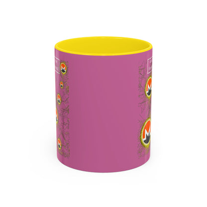 Monero (XMR) don't assume your freedoms are assured Pink Accent Mug by cypherpunkgear.com