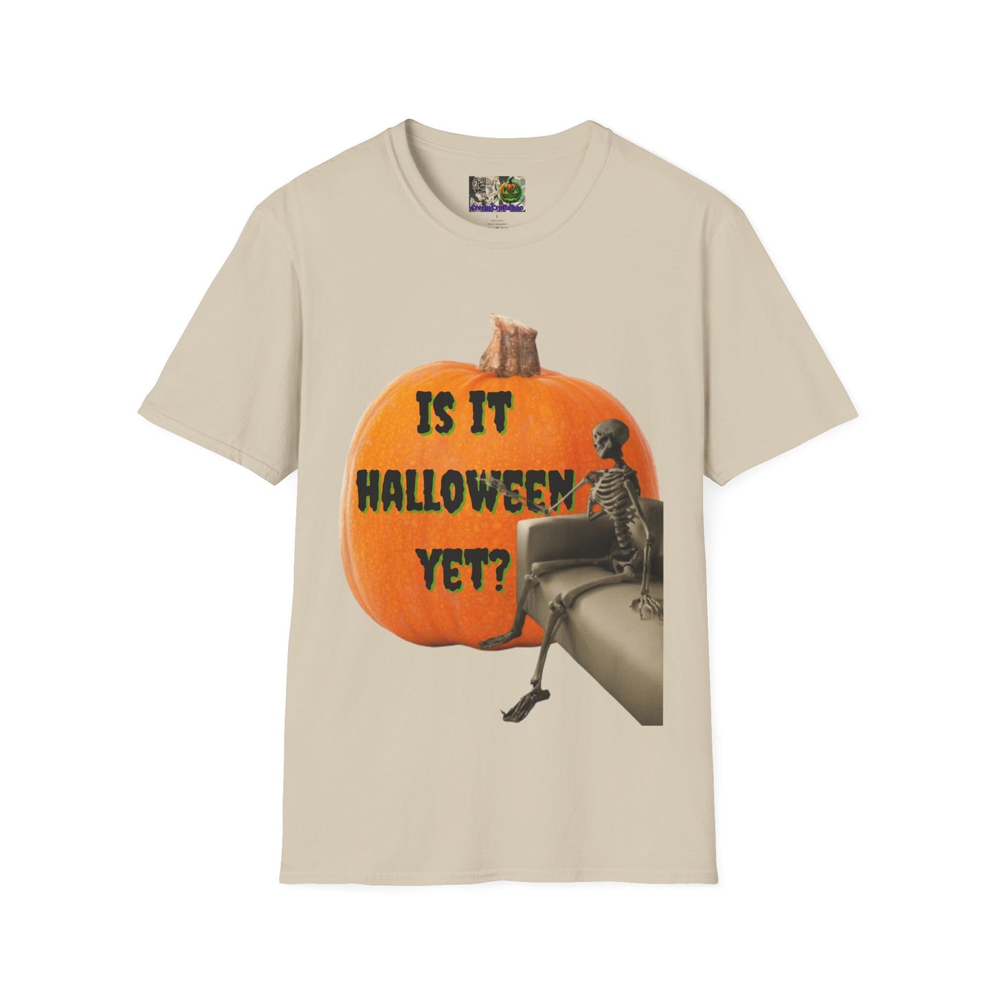 Is it Halloween yet? Skeleton's Giant Pumpkin Light colors Unisex T-Shirt by CreepyCrafts.boo