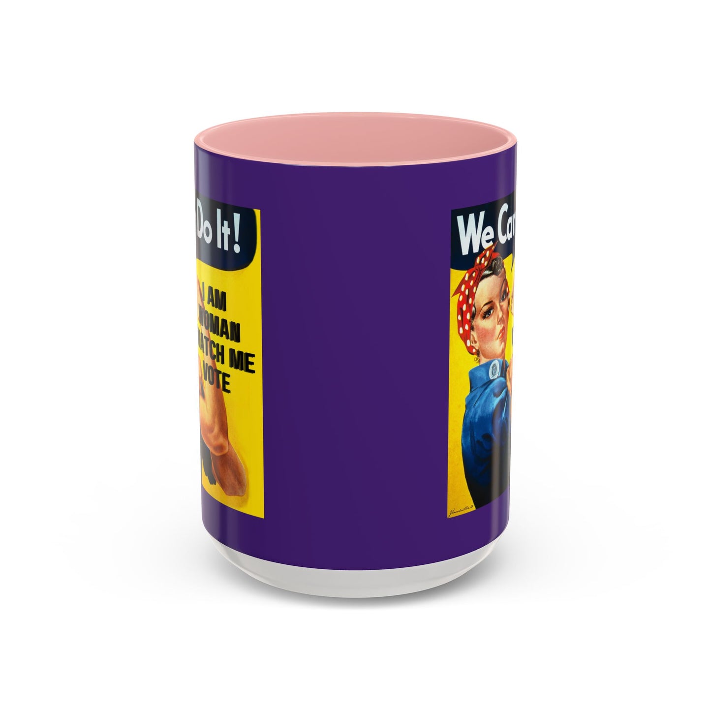 I Am Woman Watch Me Vote Rosie Dark Purple Accent Mug by cypherpunkgear.com