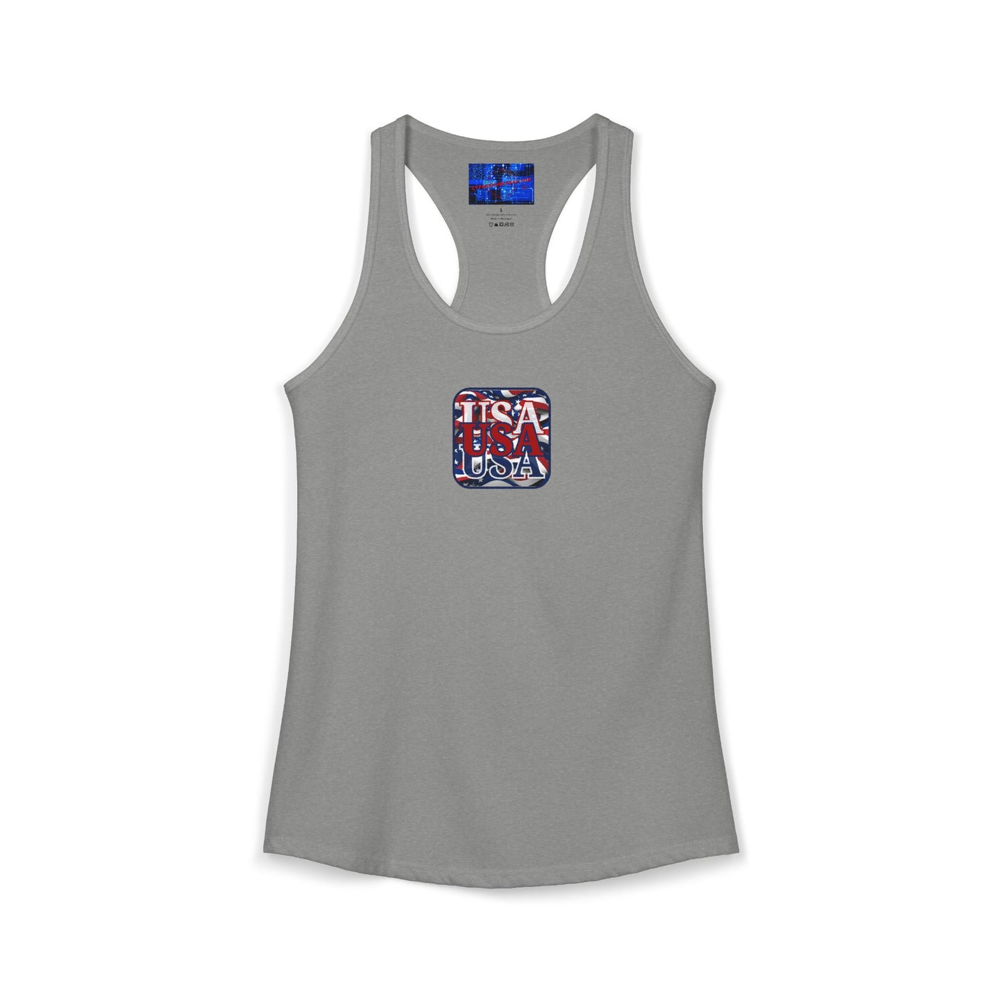 2-sided RED White and Blue USA Patriot Women's Racerback Tank Top by cypherpunkgear.com