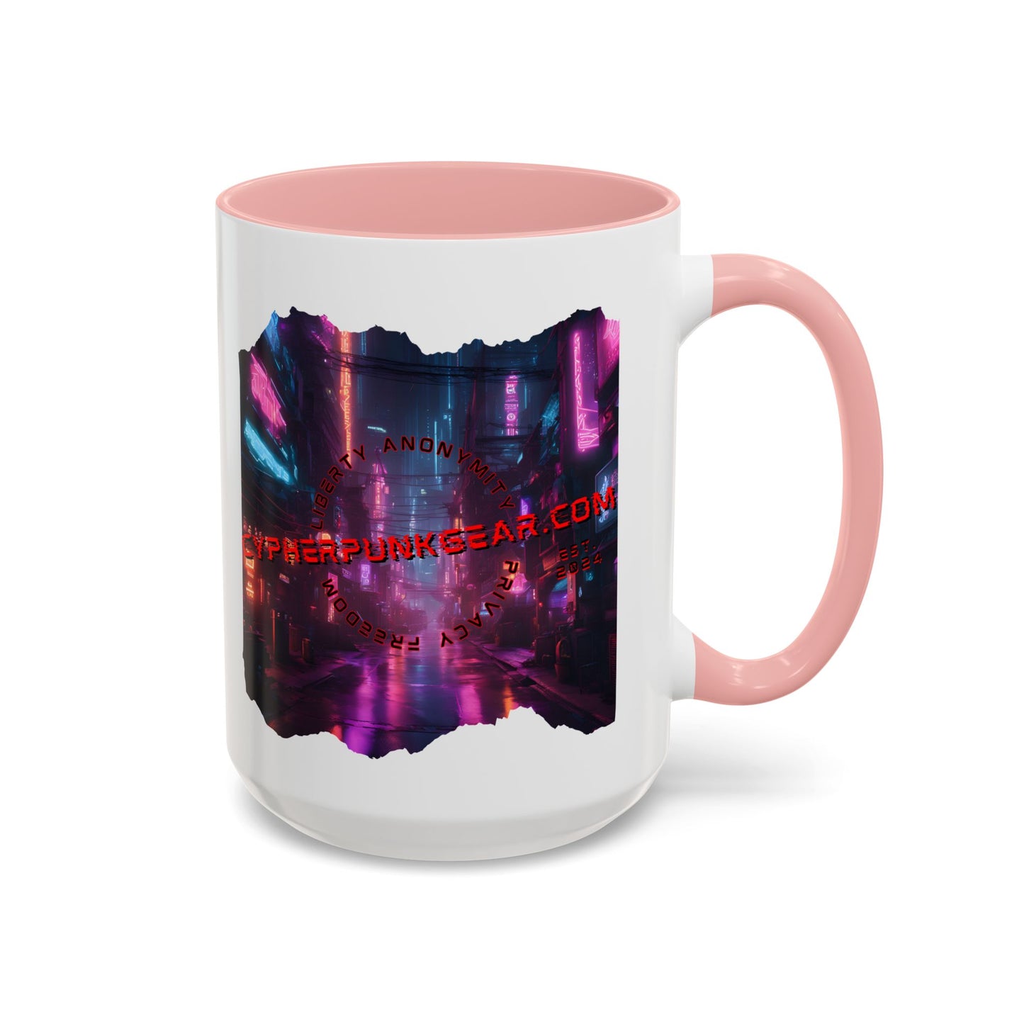 2-sided, cypherpunkgear.com Logo & Cityscape Accent Mug by cypherpunkgear.com