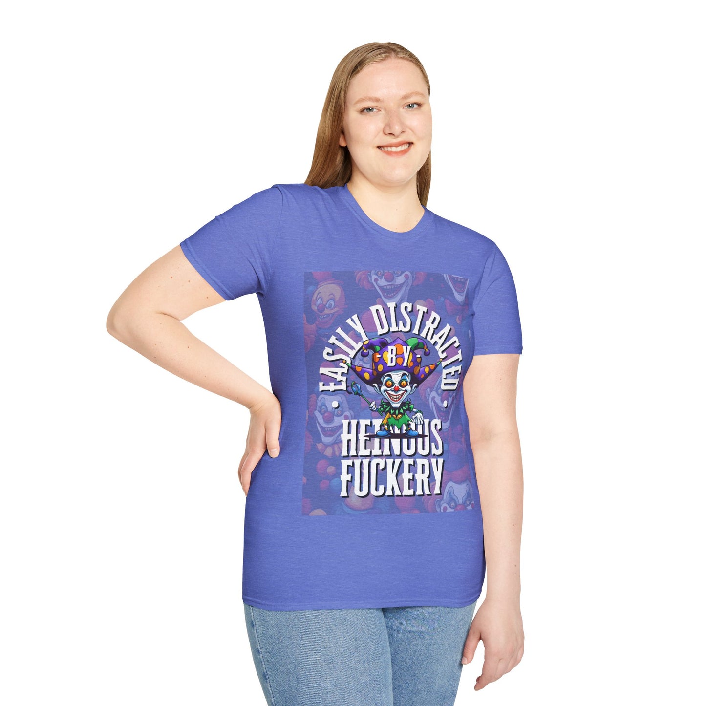 Easily Distracted by Heinous Fuckery Little Jincs Light colors Unisex T-Shirt by cypherpunkgear.com