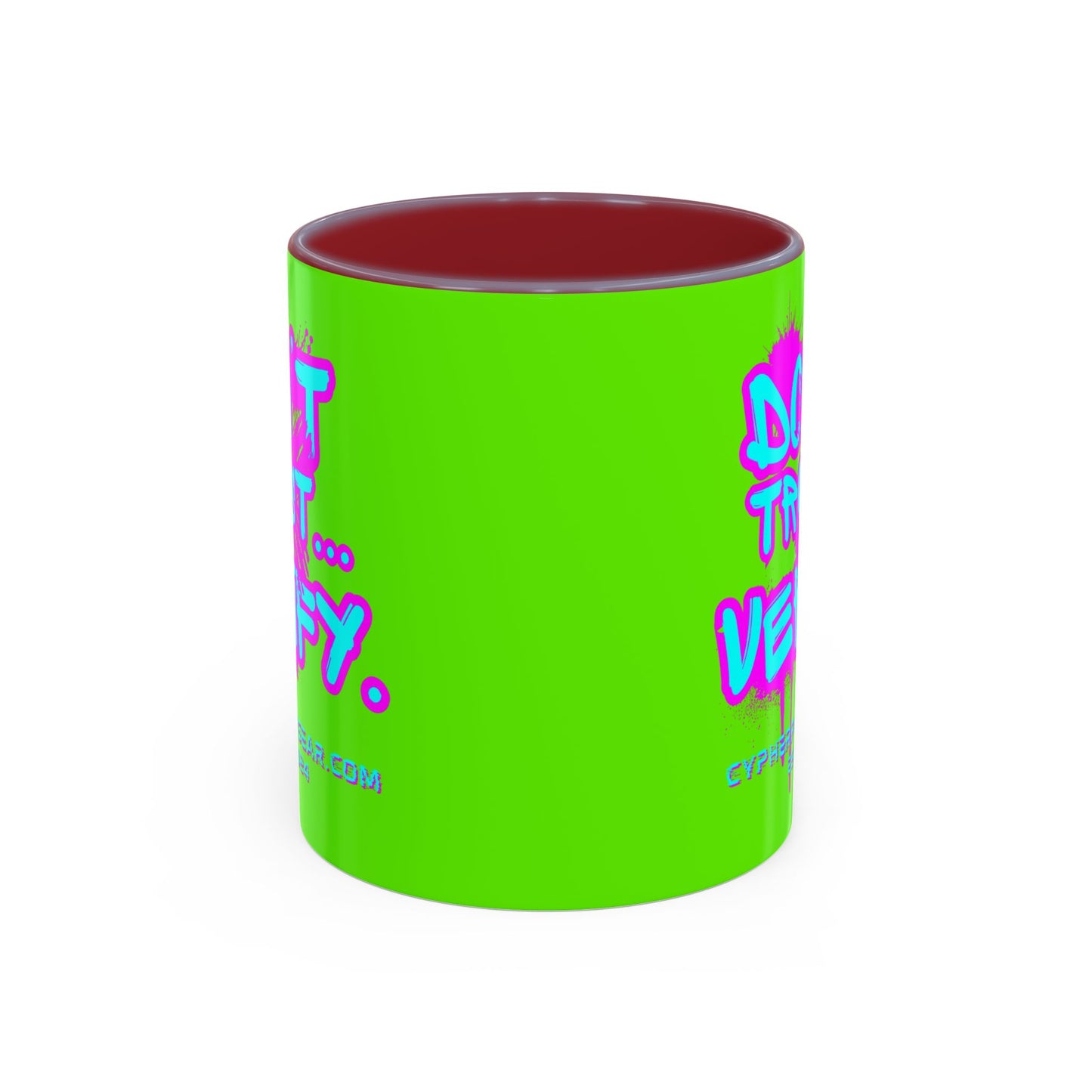Don't Trust...Verify. Green Accent Mug by cypherpunkgear.com