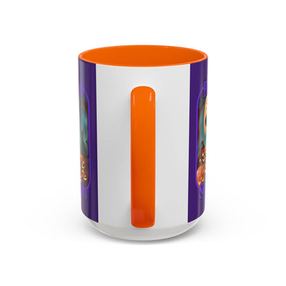 Blessed Samhain Cute Witch Purple font Purple Accent Mug by CreepyCrafts.boo