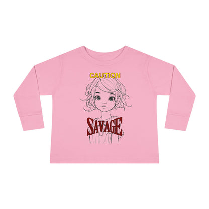 Caution: Tiny but Savage Toddler Long Sleeve Tee by cypherpunkgear.com