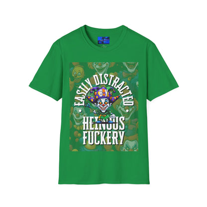 Easily Distracted by Heinous Fuckery Little Jincs DKcolors Unisex T-Shirt by cypherpunkgear